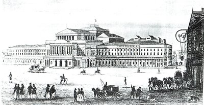 Ansicht des Großen Theaters, Warschau, graviert von Adam Pilinski (1810-87) von Antonio Corazzi